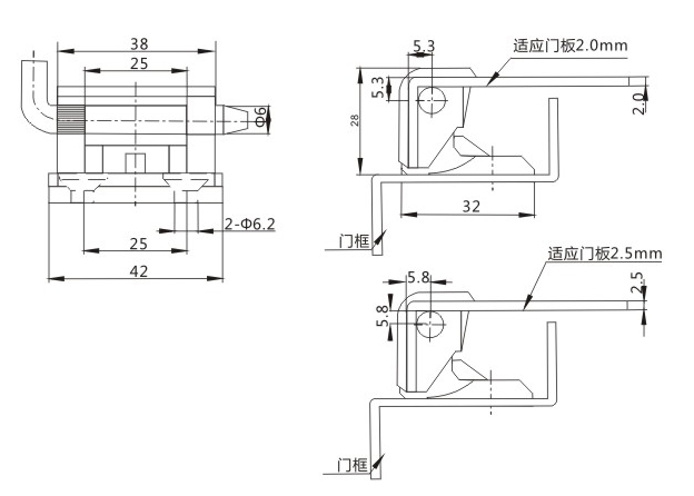 CL212铰链尺寸图